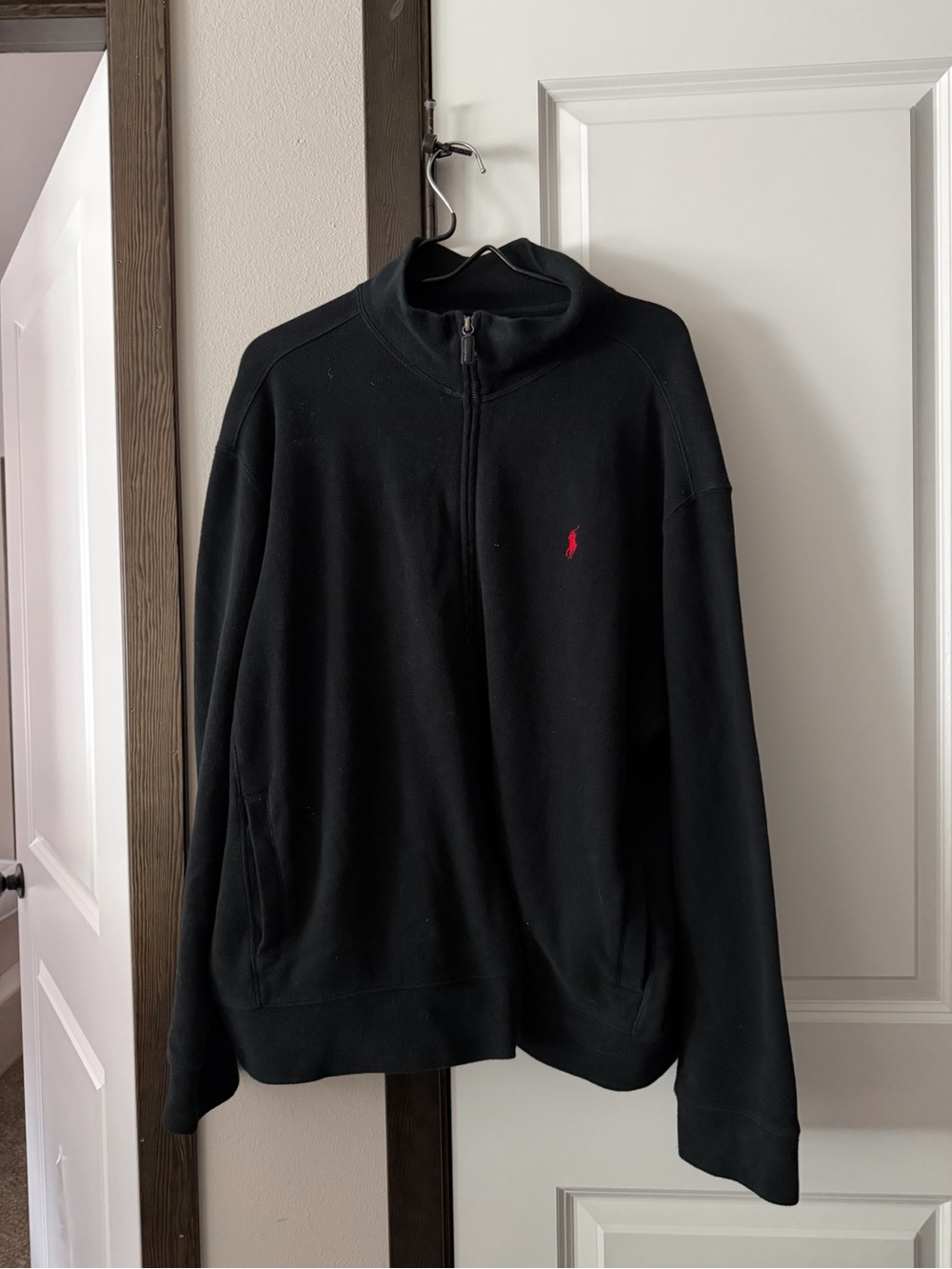 Polo Ralph Lauren Men’s Black Half-Zip Sweater with Red Polo Logo
